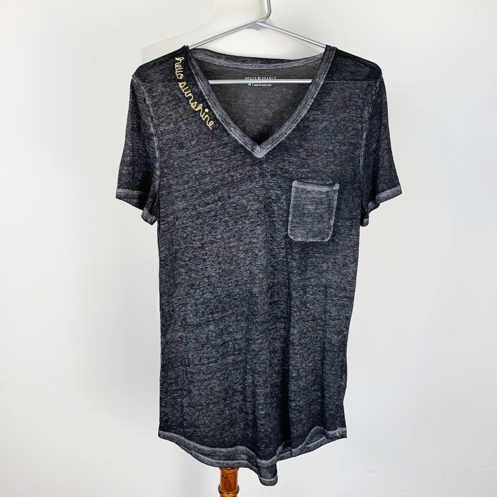 Peace & Pearls Women's Size Medium Burnout Tee